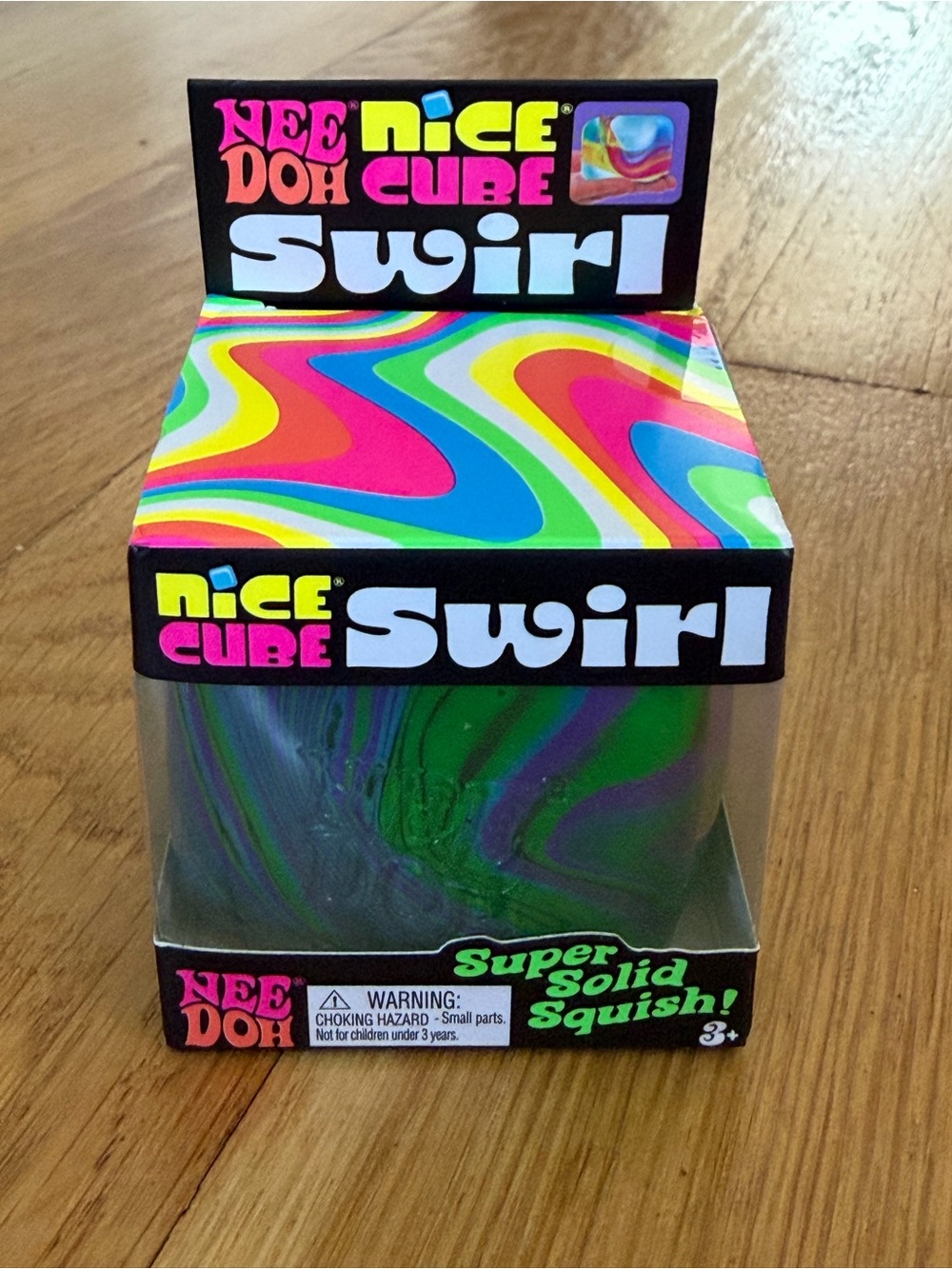 NeeDoh Nice Cube Swirl Super Solid Squish - Green/Purple Multicolor